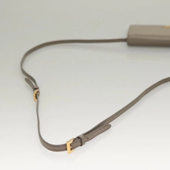 PRADA Shoulder Wallet Bag Safiano leather Beige Gold Auth 133393 - Picture 8 of 16